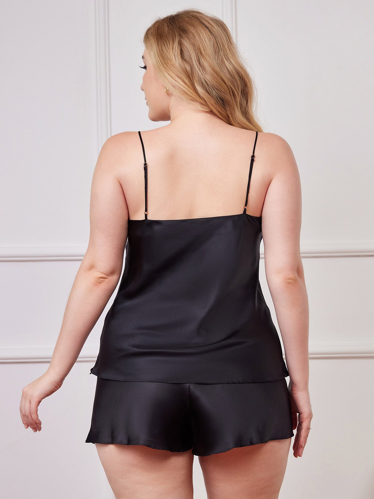 Set aus reinem Seide-Spaghettiträger-Übergröße-Camisole