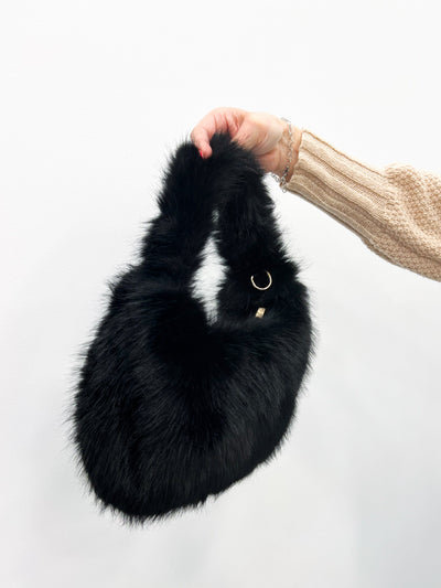 Black fur handbag