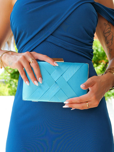 Light blue satin clutch