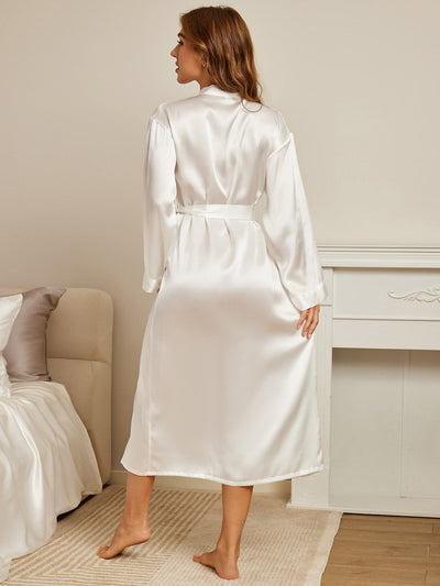 Reine Seide Eleganter langer Damenbademantel