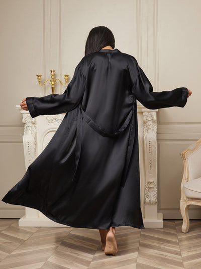Reine Seide Eleganter langer Damenbademantel