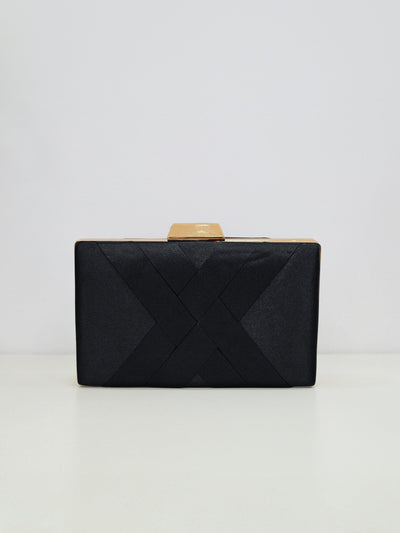 Black satin clutch
