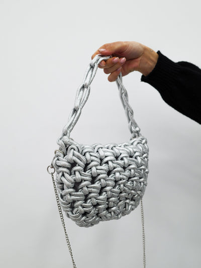Silver knot effect handbag