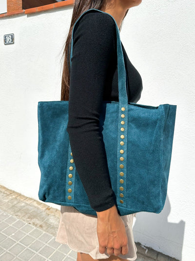 Studded maxi handbag TEAL