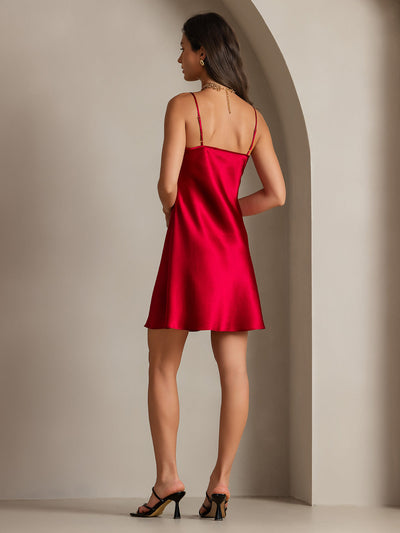 Pure Seide Kurzes Spaghettiträger Slip Kleid
