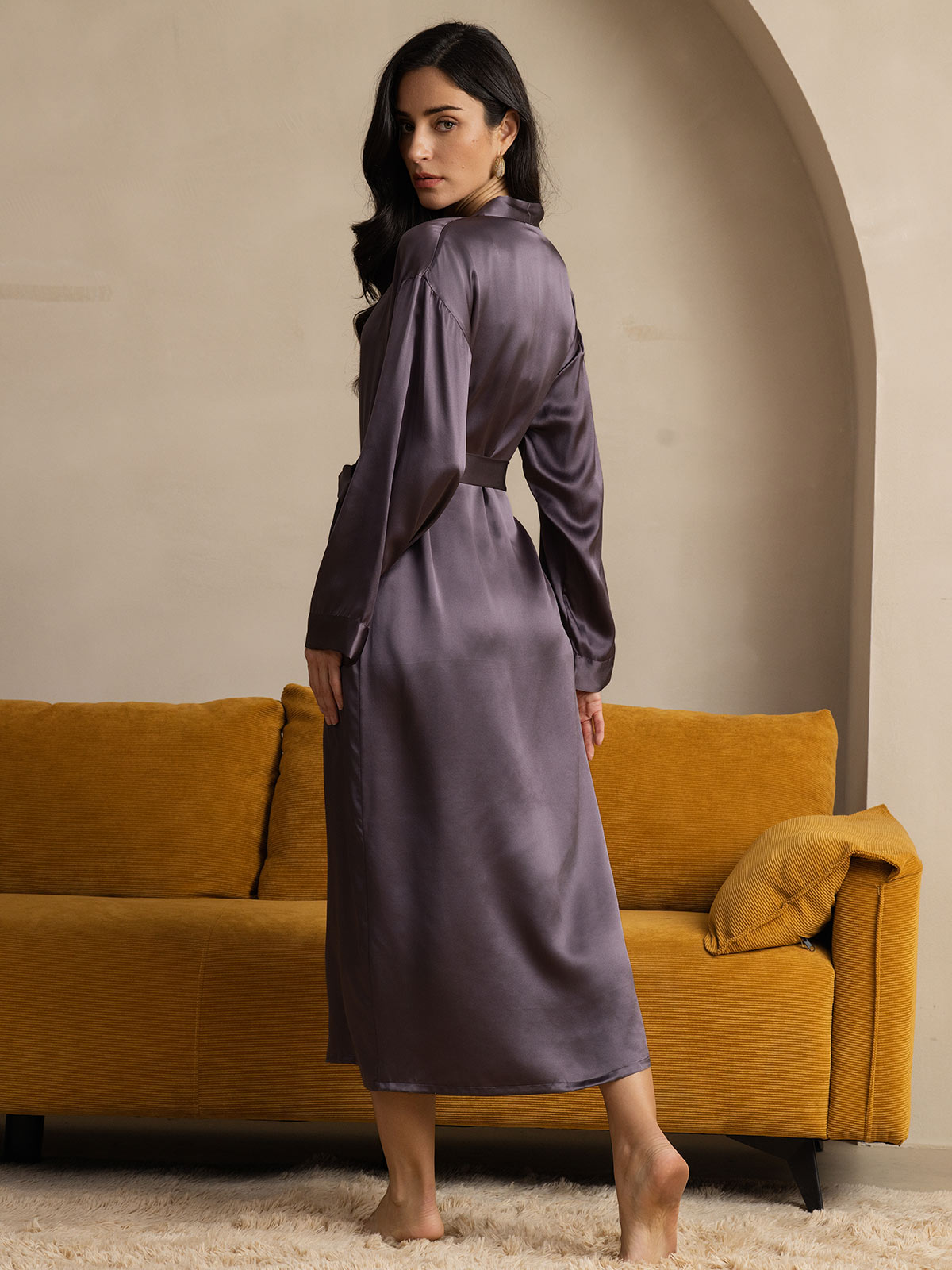 Damen Lange Mulberry Morgenmantel
