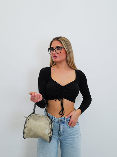 Cream glitter pocket bag