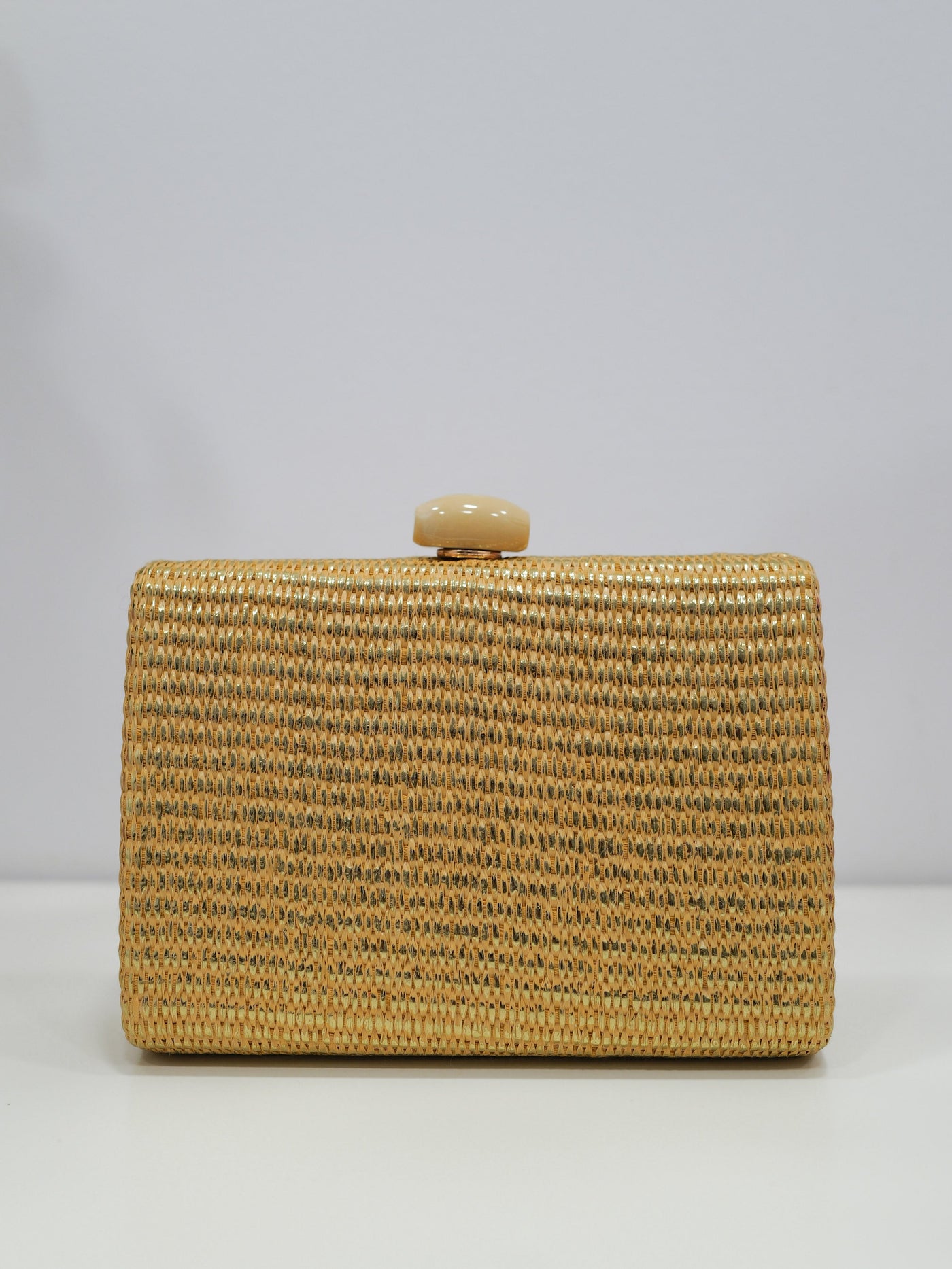 Gold raffia clutch