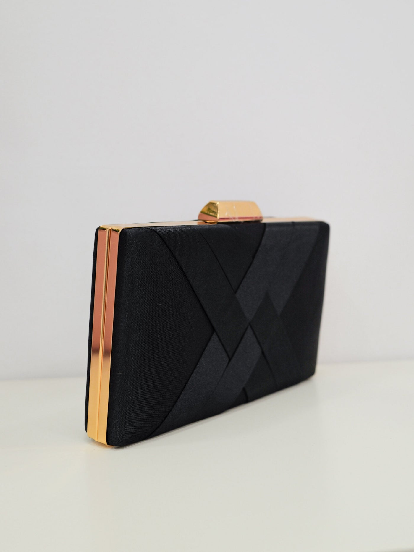 Black satin clutch