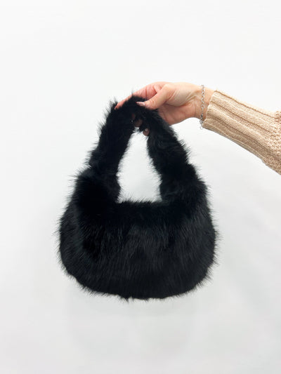 Black fur handbag