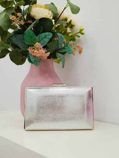 Silver textured clutch