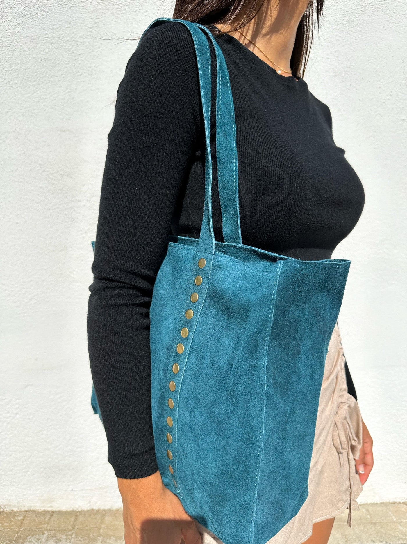 Studded maxi handbag TEAL