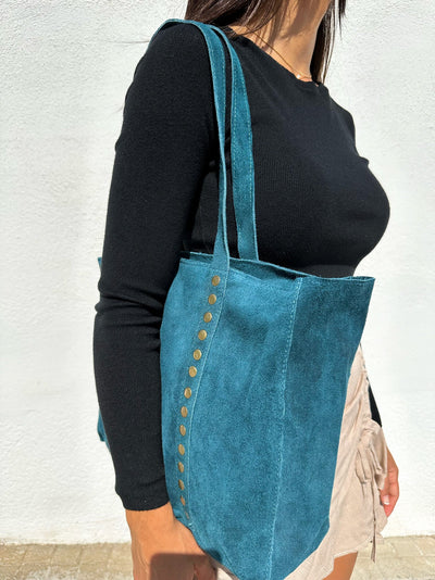 Studded maxi handbag TEAL