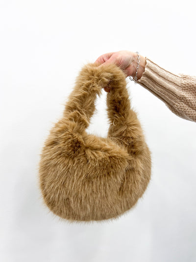 Taupe fur handbag