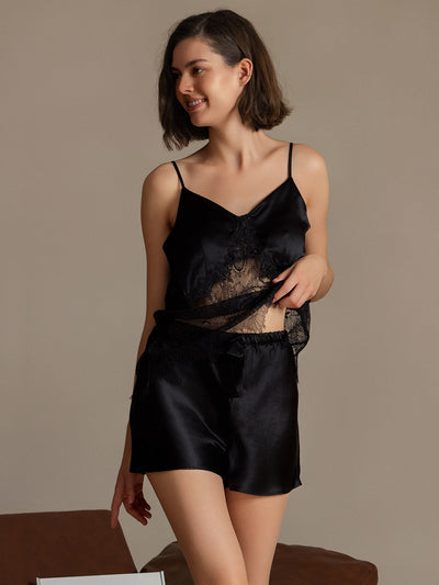 Set aus reiner Seide mit Spitzen-Camisole