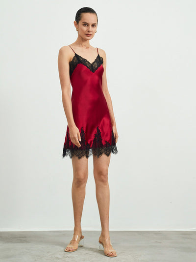 Reine Seide Spitze Slip Nachthemd Kleid