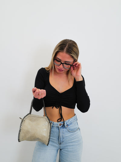Cream glitter pocket bag