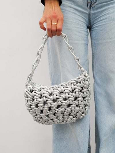 Silver knot effect handbag