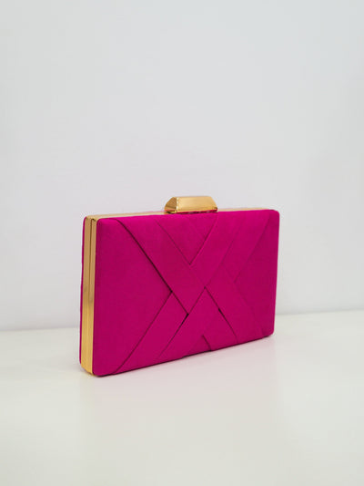 Fuchsia braided clutch
