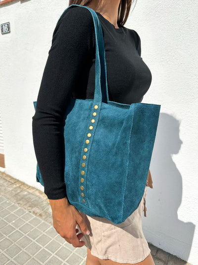 Studded maxi handbag TEAL