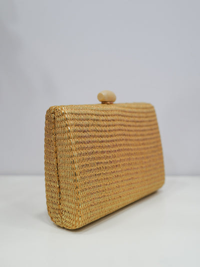 Gold raffia clutch