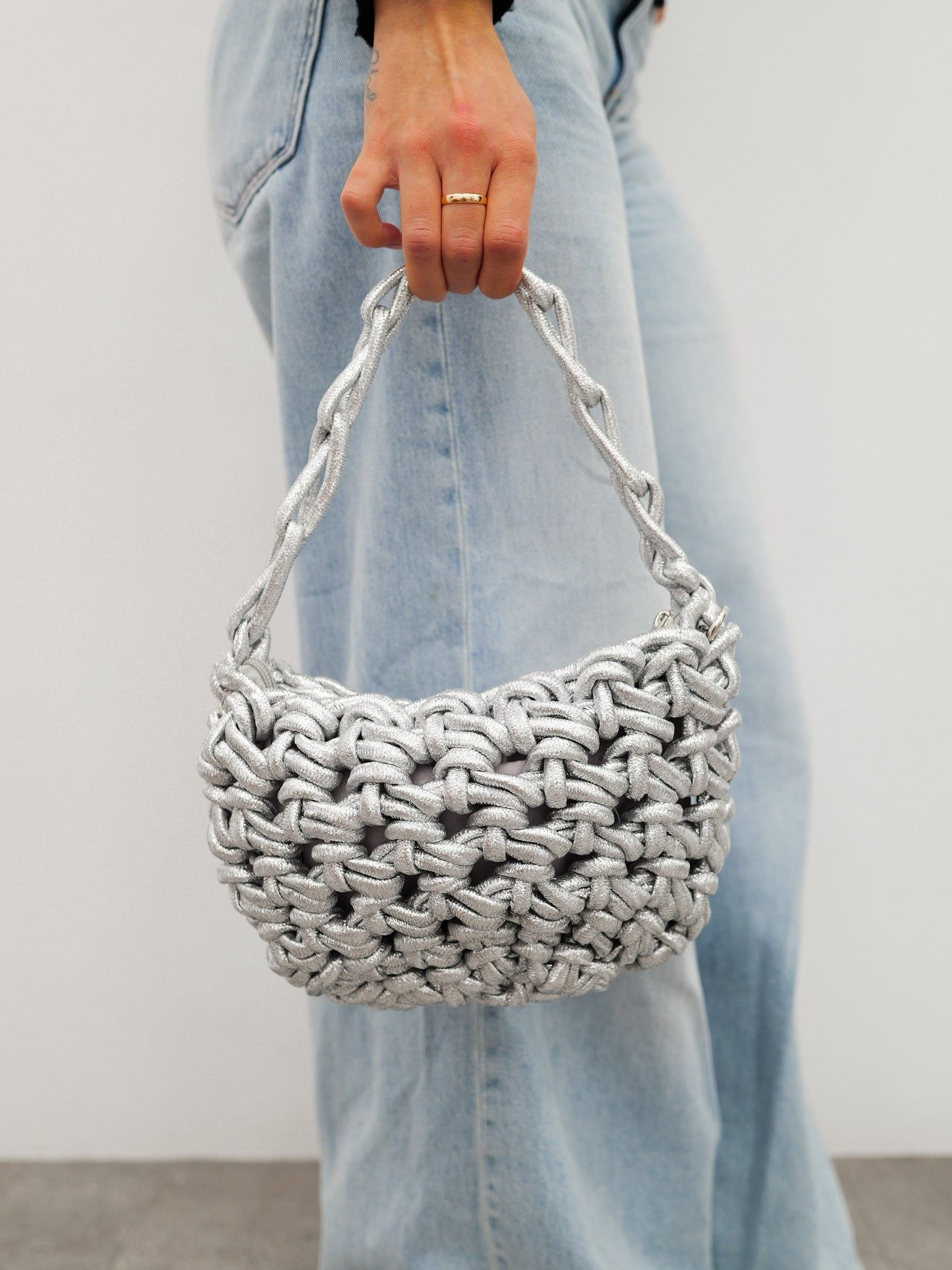 Silver knot effect handbag