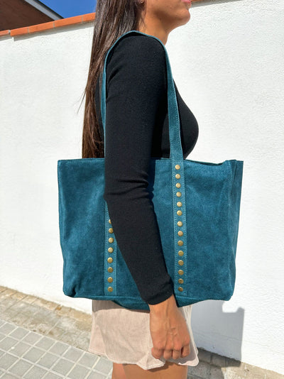 Studded maxi handbag TEAL