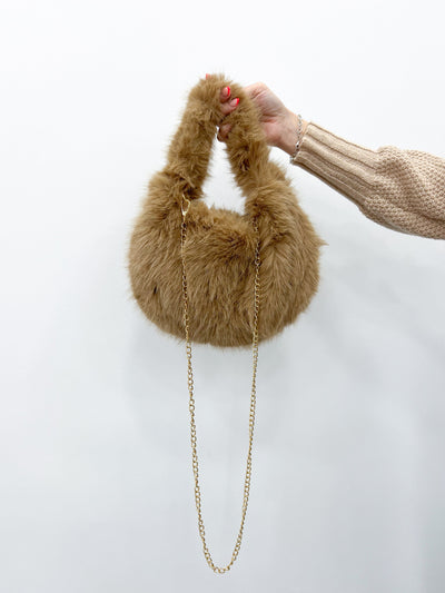 Taupe fur handbag