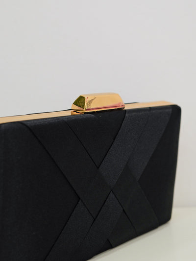 Black satin clutch