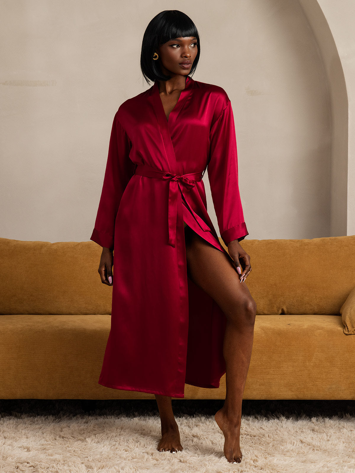 Damen Lange Mulberry Morgenmantel