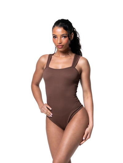 Gerippter Shapewear-Body mit Carré-Ausschnitt
