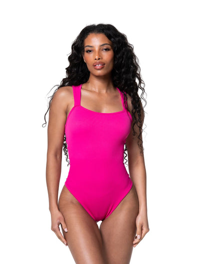 Gerippter Shapewear-Body mit Carré-Ausschnitt