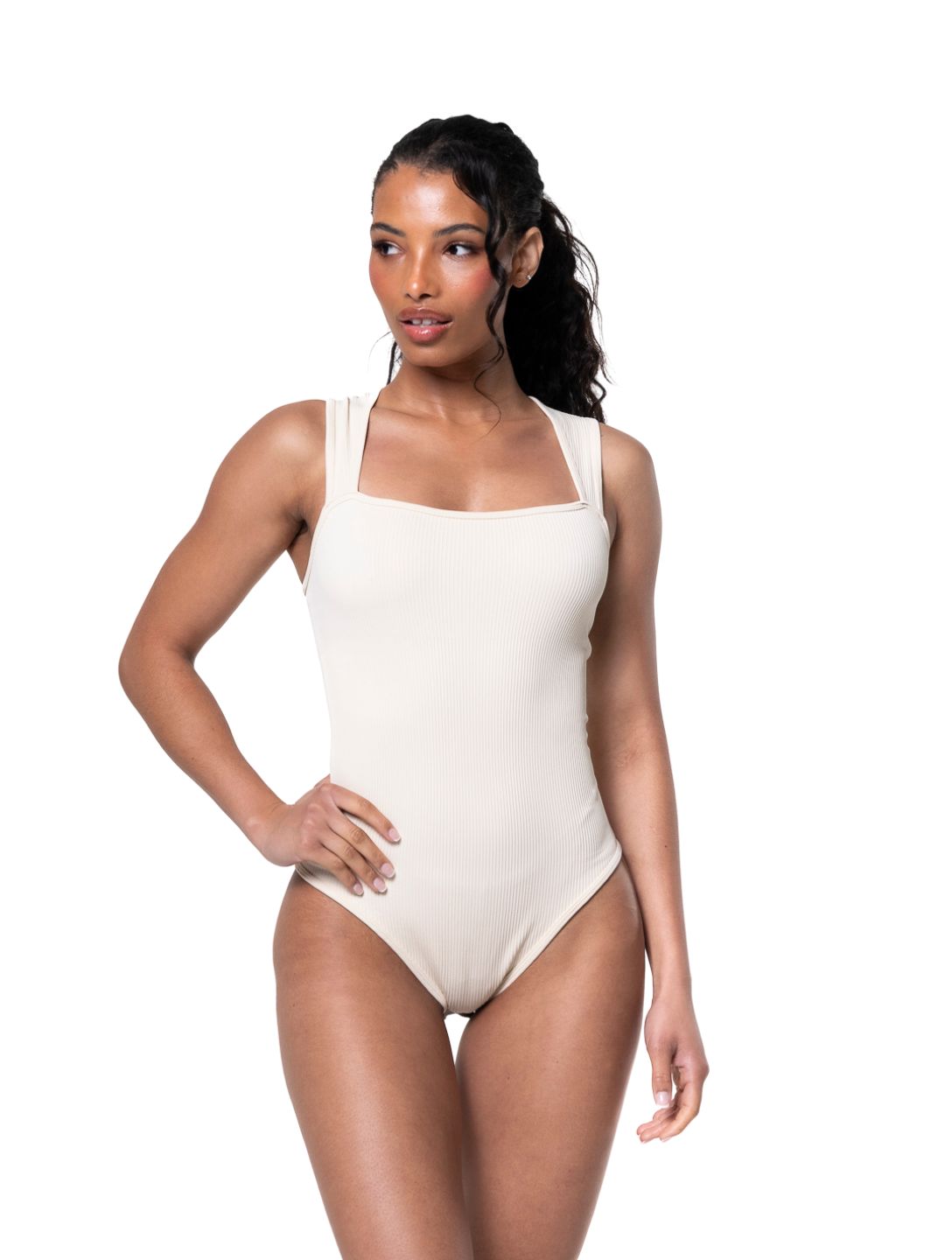 Gerippter Shapewear-Body mit Carré-Ausschnitt