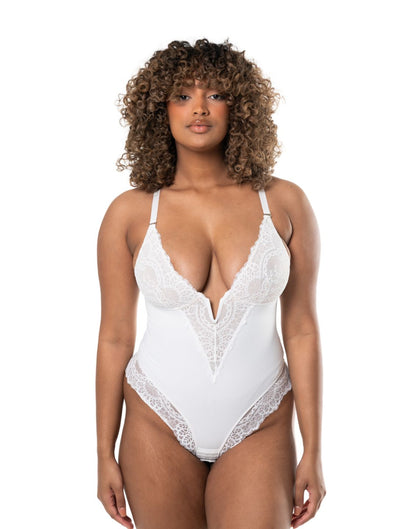 Body mit V-Ausschnitt und Spitzen-Details