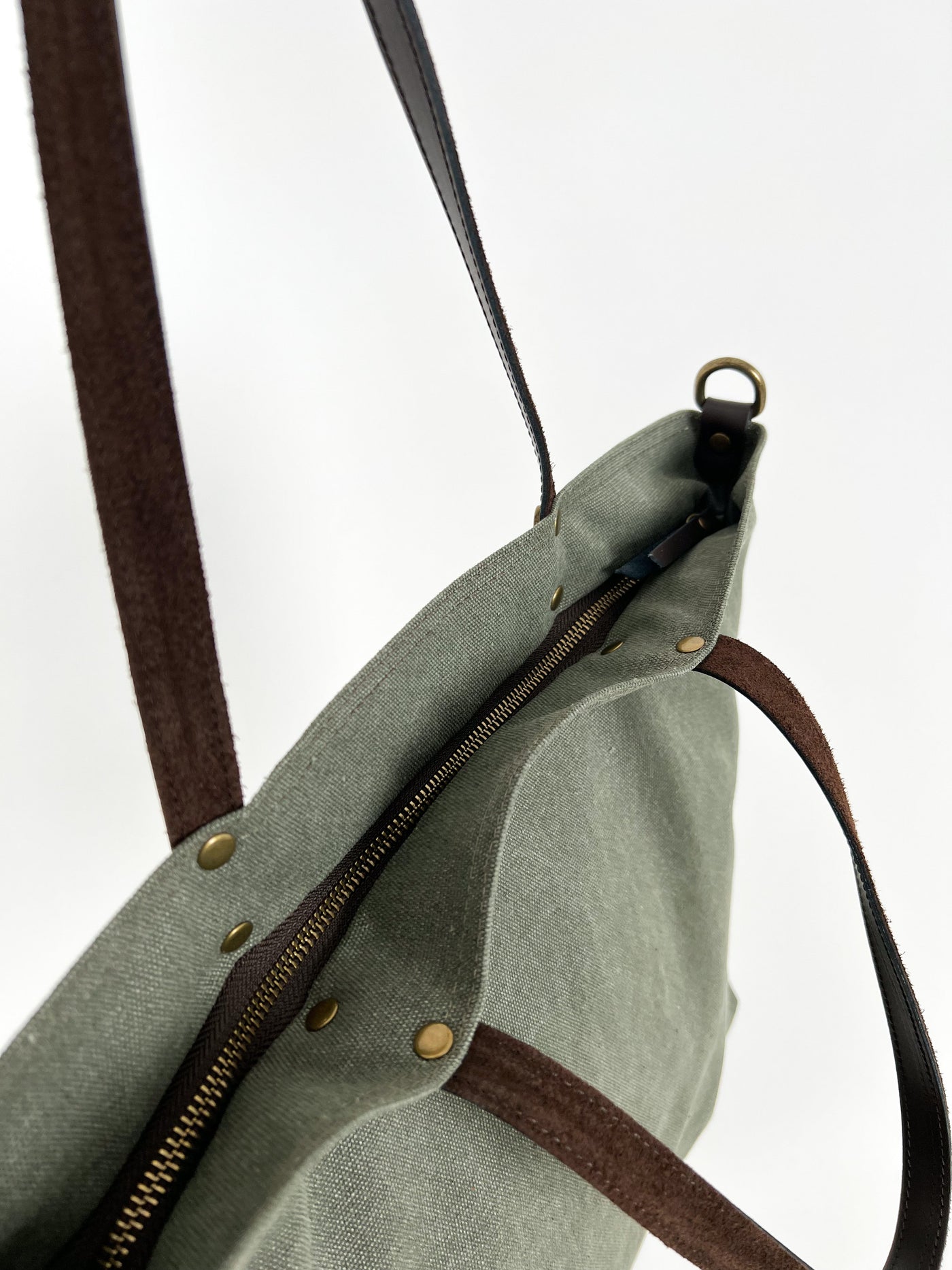 Khaki nylon maxi bag