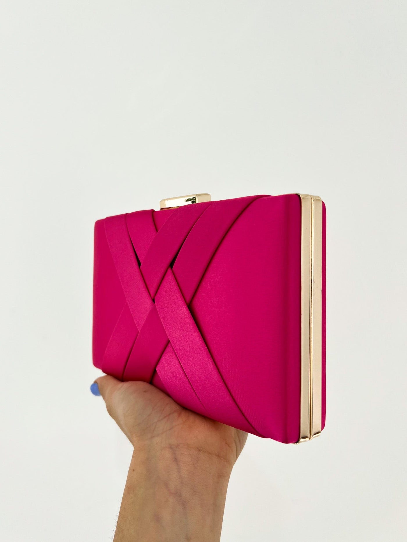 Fuchsia satin clutch
