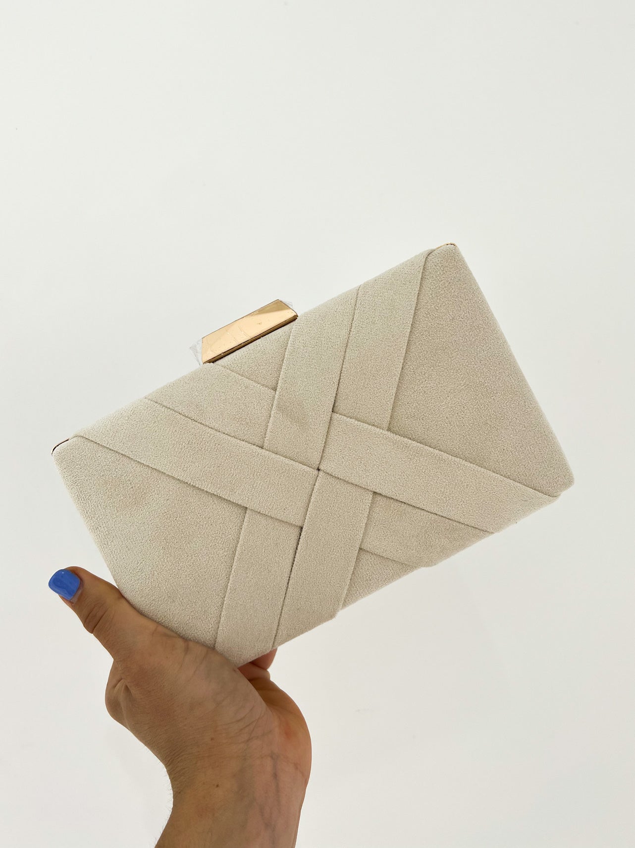 Beige braided clutch
