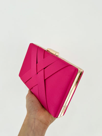 Fuchsia satin clutch