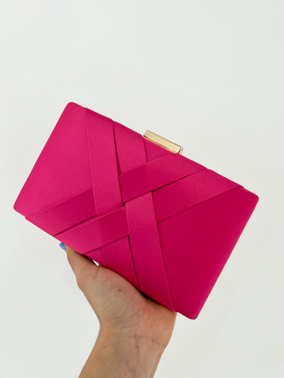 Fuchsia satin clutch