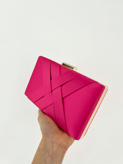 Fuchsia satin clutch