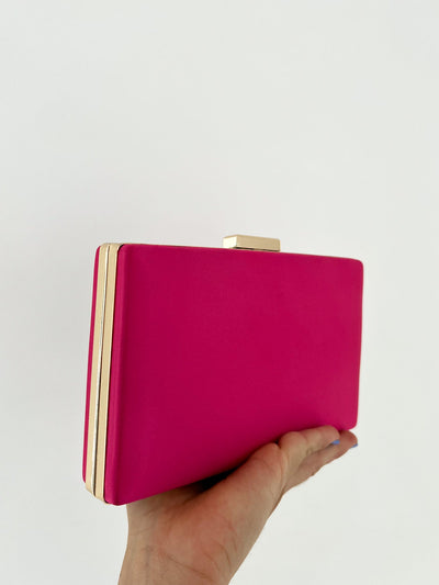 Fuchsia satin clutch